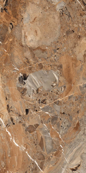 Керамогранит Maimoon Ceramica HG Glossy Breccia Fantastico Brown HGGF00007 160x80 см 5094236. Фото 2