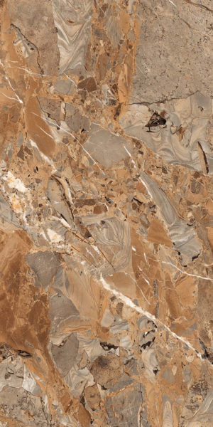 Керамогранит Maimoon Ceramica HG Glossy Breccia Fantastico Brown HGGF00007 160x80 см 5094236. Фото 4
